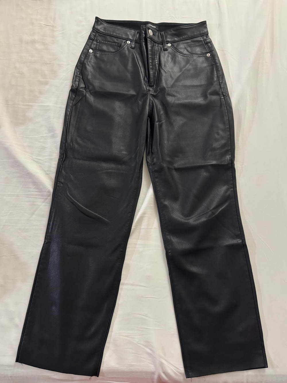 Express Black Relaxed Faux Leather Jeans